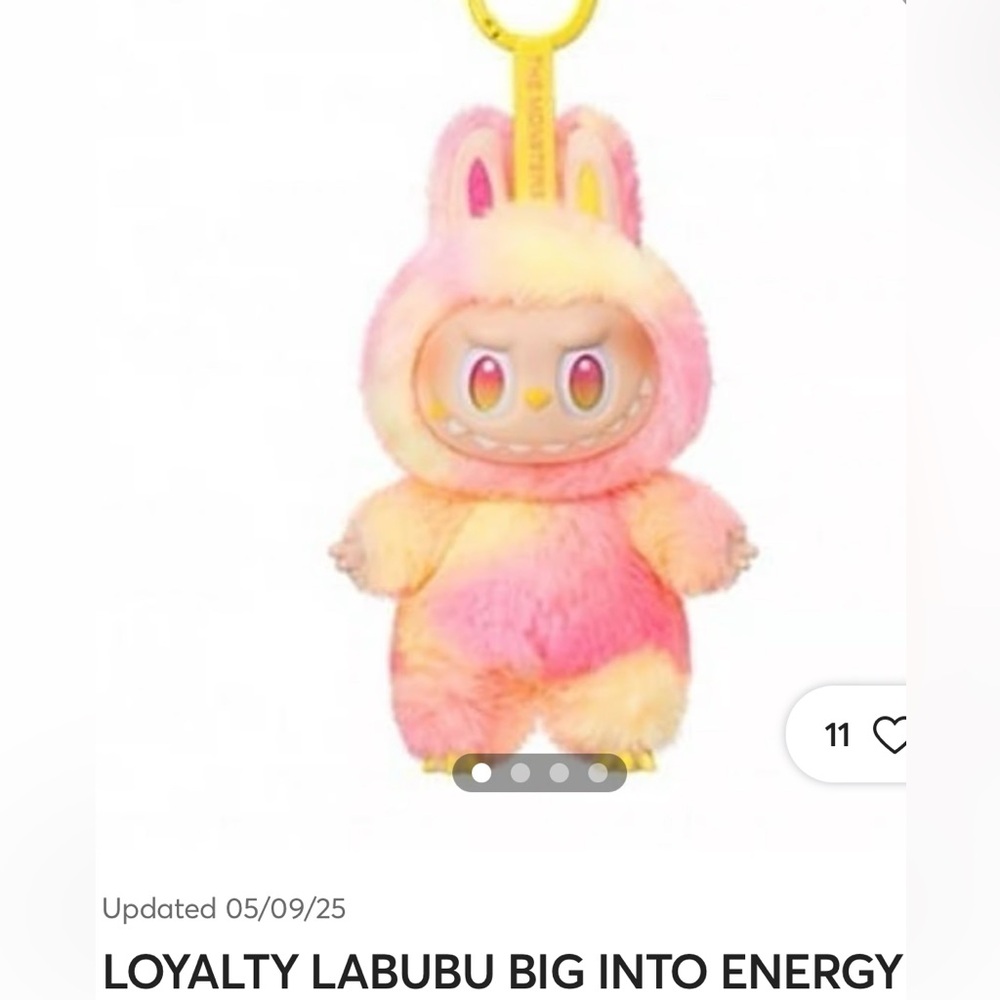Loyalty Labubu Pink and Yellow Stuffed Animal. No BOX